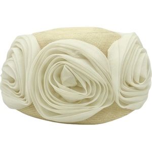 Vintage John Wanamaker Karo New York Ivory Straw Floral Flower Hat Women's